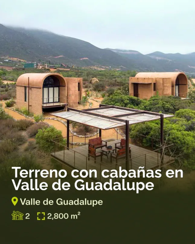 Terreno en venta con cabañas en Valle de Guadalupe ideal para inversión