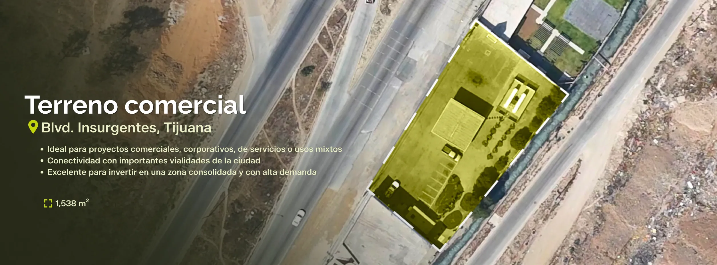 Terreno comercial en venta sobre Insurgentes de 1538 m² Tijuana con ubicación estratégica